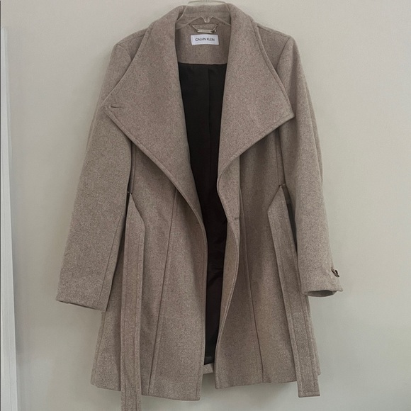 Calvin Klein Jackets & Blazers - Calvin Klein Women's Beige Wool Wrap